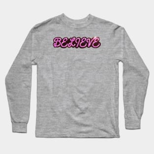 Believe Sequin Design Long Sleeve T-Shirt